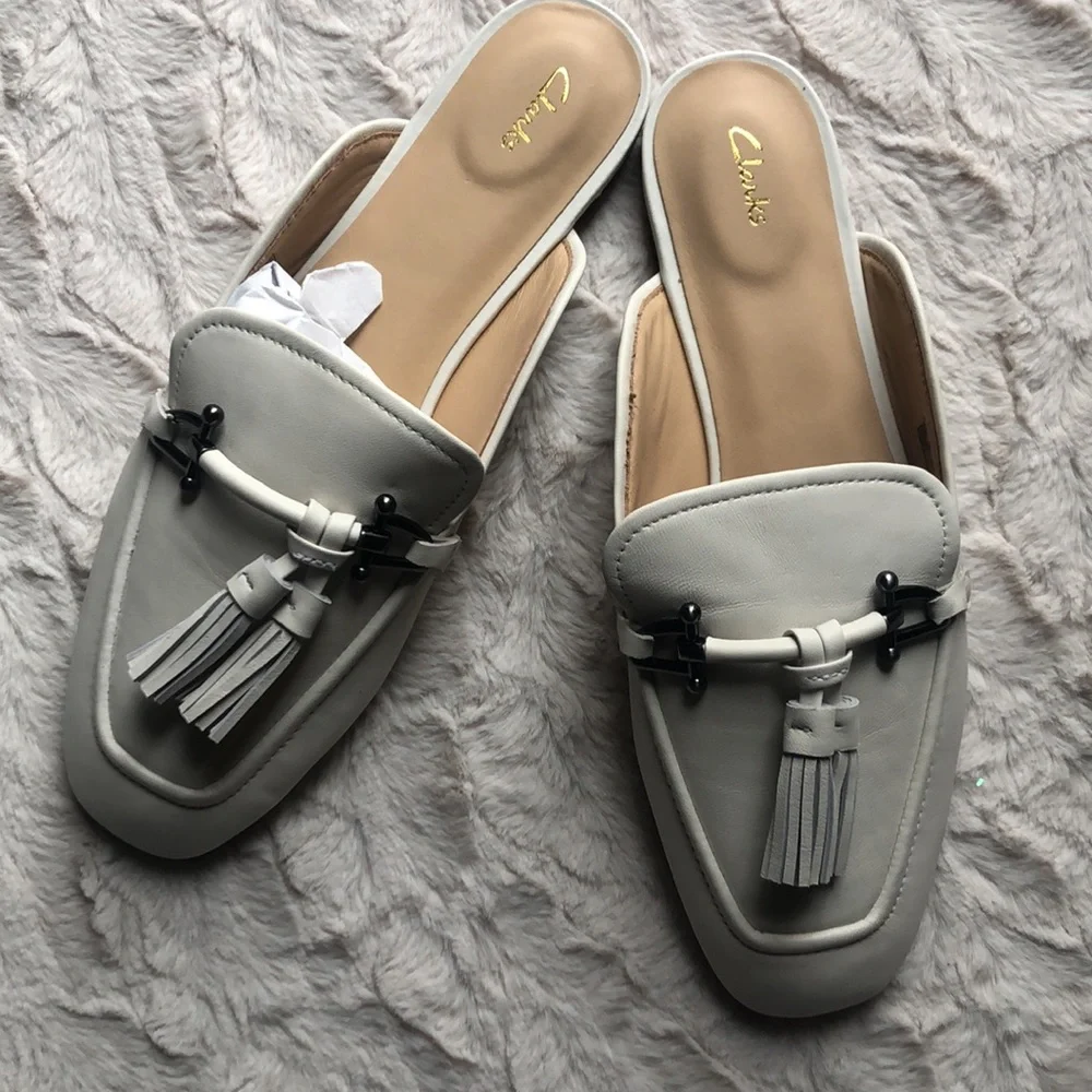 Clarks Leather Pure2 Trim Comfort Flats Slides